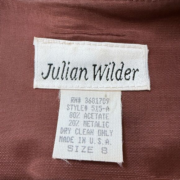 Vintage Julian Wilder Burgundy Gold Acetate Blend Dress‎ & Jacket Size 8 - Picture 12 of 14